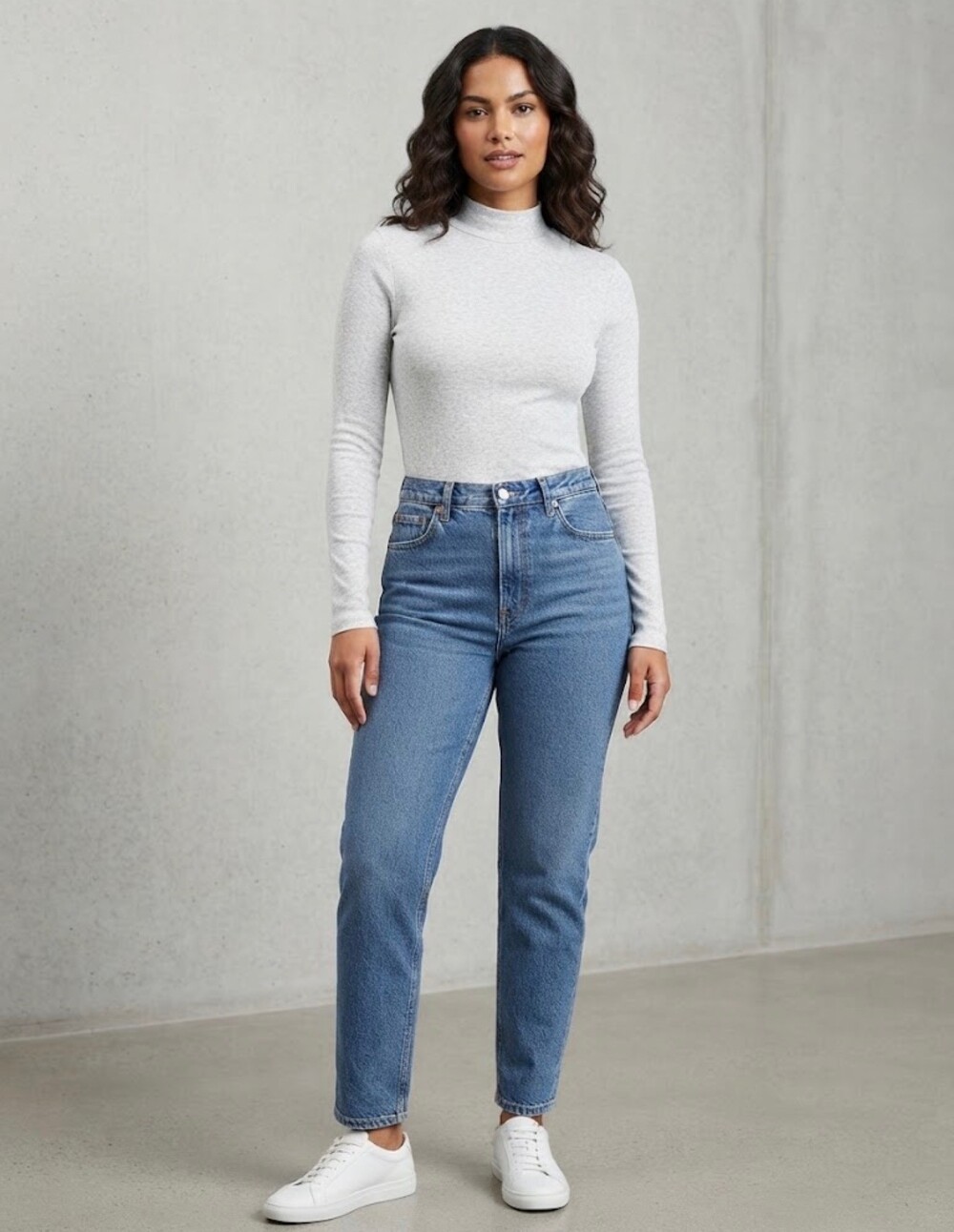 Monrow Heather Gray Turtleneck Long Sleeve Women's Top - Picture 1 of 3